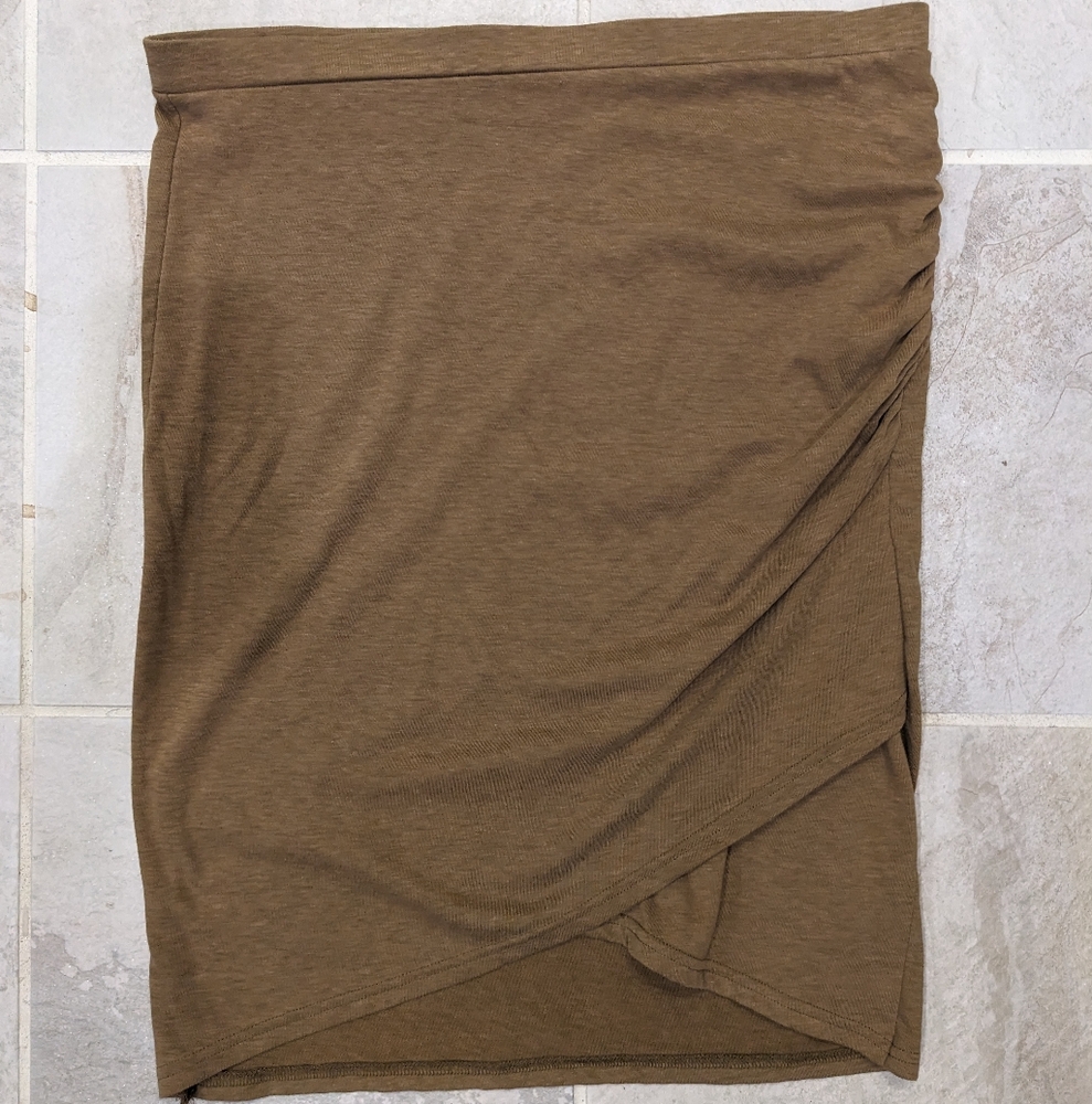 Leith dark tan high waist stretch wrap skirt - L